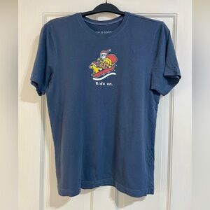 Life Is Good Mens Size Small Santa “Ride On” Christmas Short Sleeve T-shirt